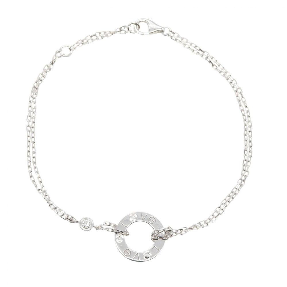 CARTIER 18k Silver Diamond Love Charm Bracelet